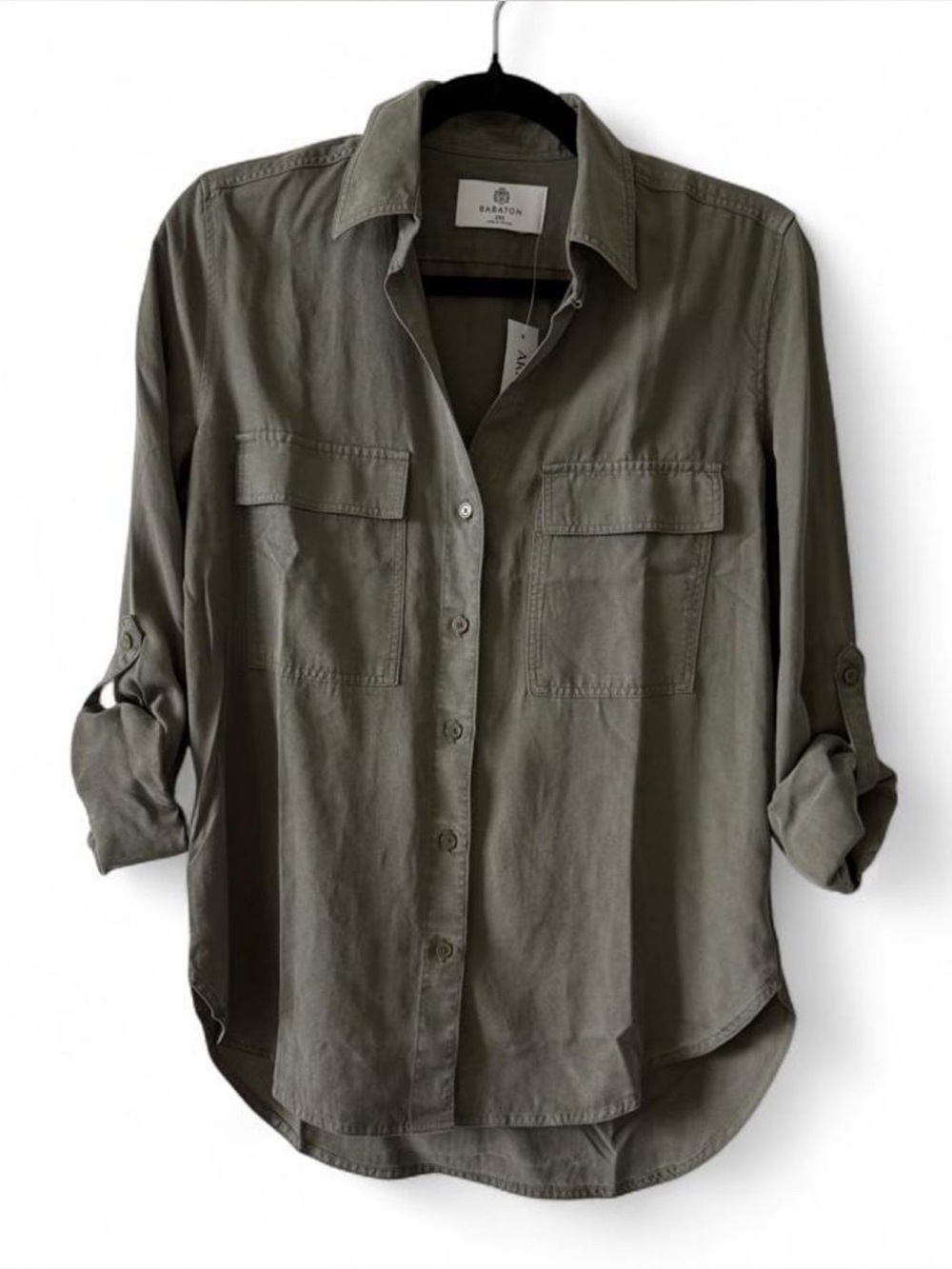 Aritzia Babaton Army Green Button Down Utility Shirt